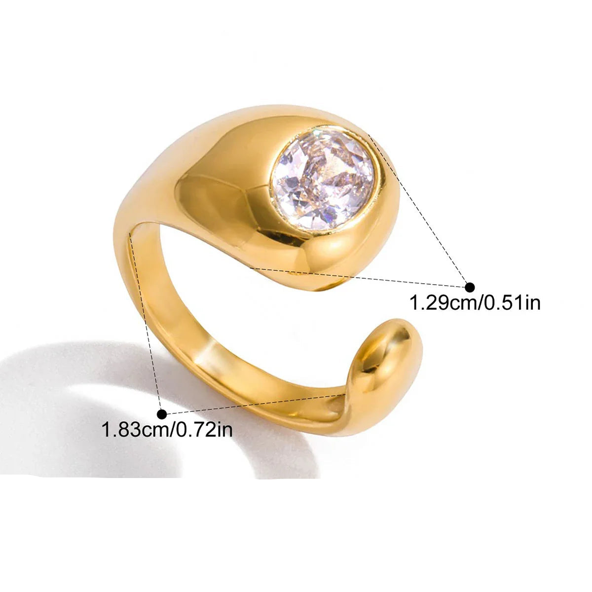 Anéis Geométricos de Zircônia Banhados a Ouro 18k