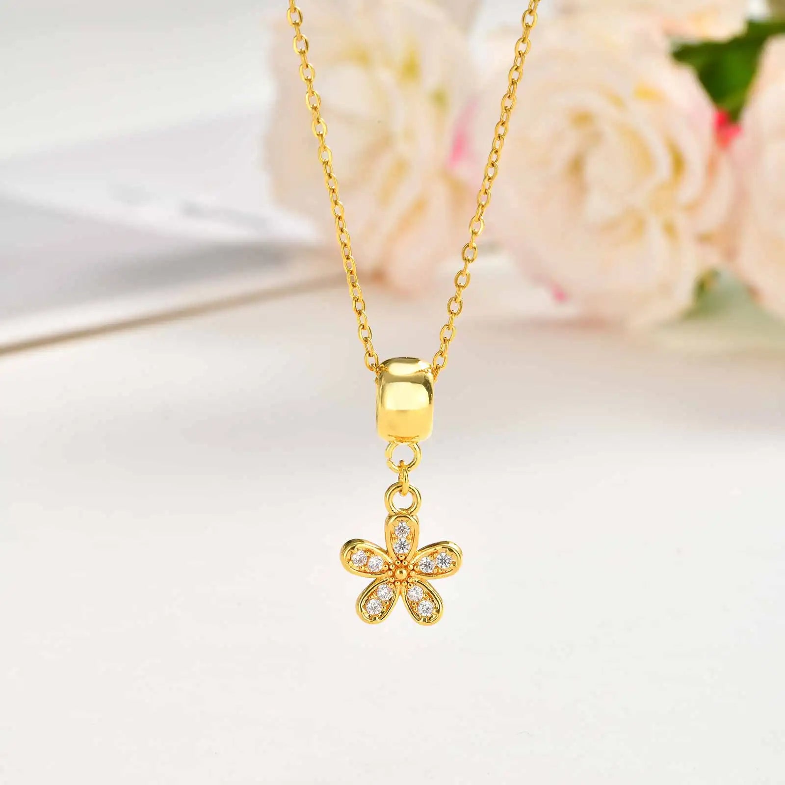 Colar de gota de água oca minimalista, pingente de lágrima de aço inoxidável banhado a ouro 18K para mulheres, joias por atacado à prova d'água