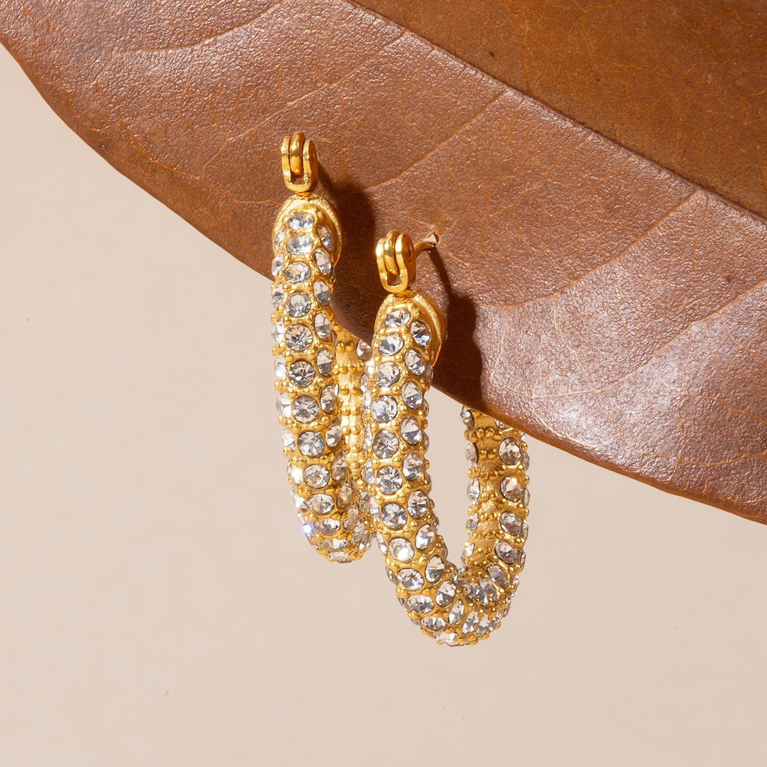 Brincos de argola clássicos franceses, aço inoxidável banhado a ouro 18K CZ completo, joias de festa de luxo elegantes para mulheres hipoalergênicas