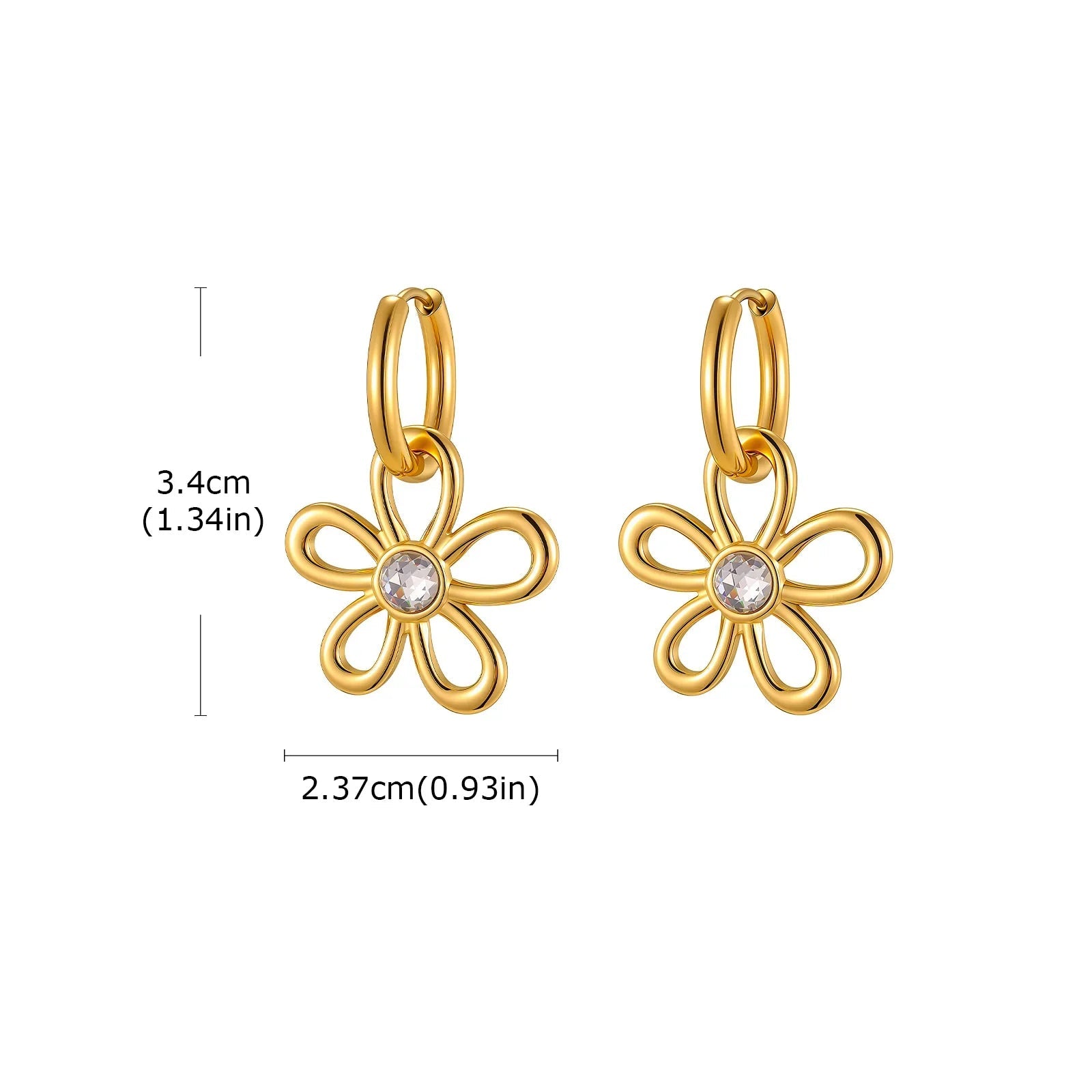 Brinco de Ouro Feminino Flor Geométrica Elegante