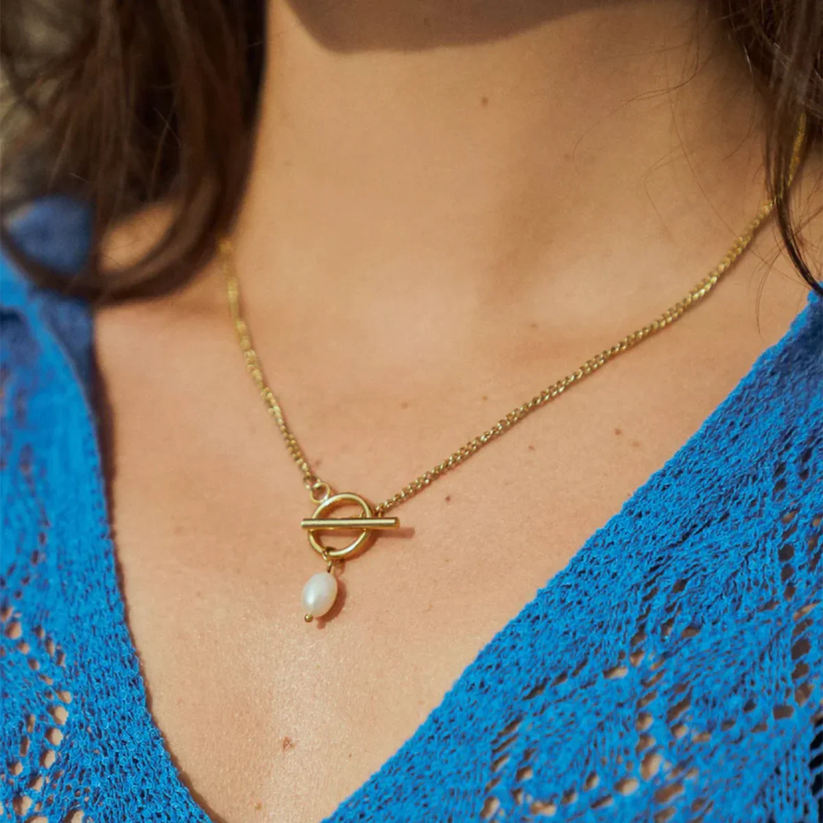 Youthway banhado a ouro aço inoxidável na moda minimalista pérola pingente colar para mulheres à prova dwaterproof água anti alérgico jóias