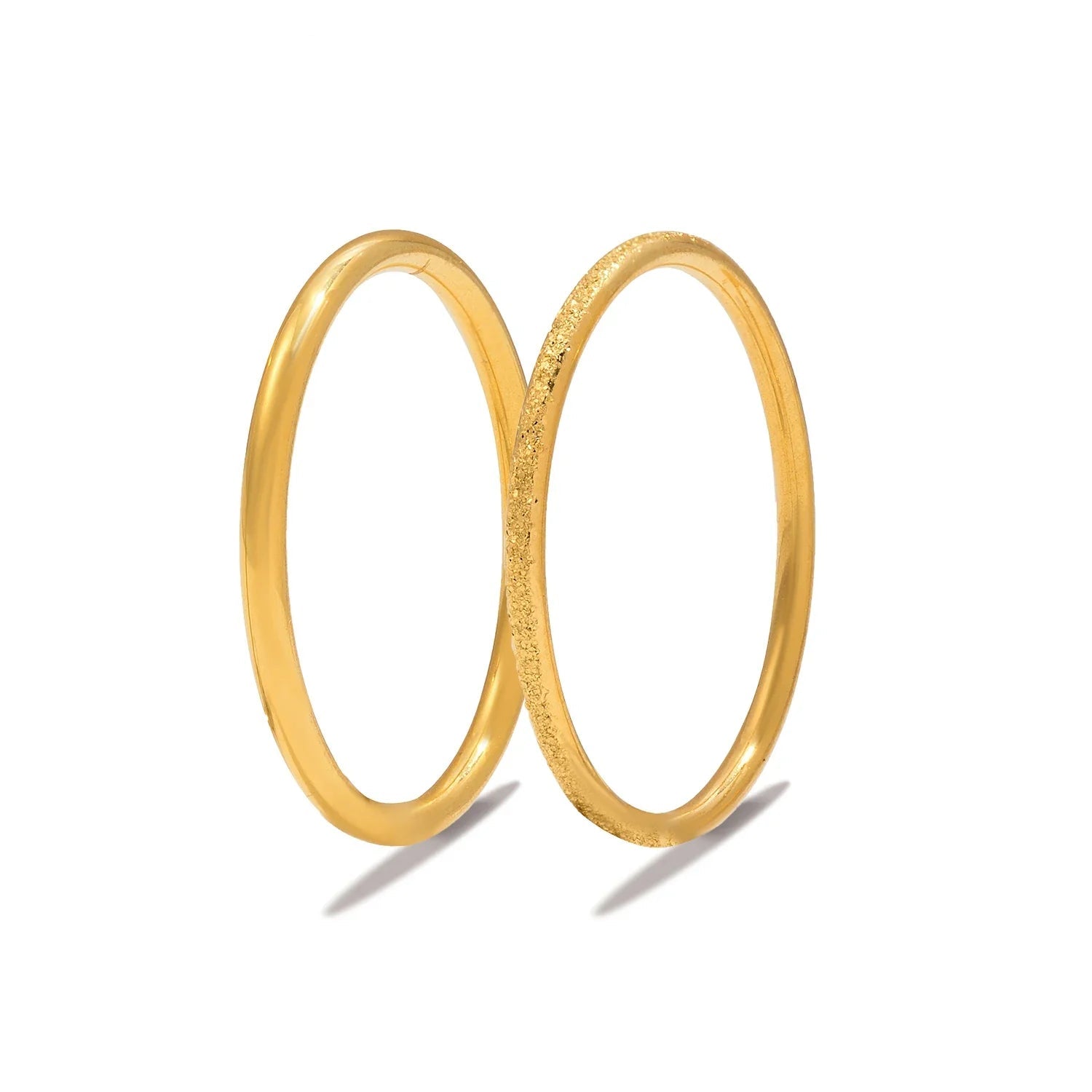 Anel Fino Minimalista Fosco/Brilhante, Aço Inoxidável 18KGP, Antialérgico, À Prova D'água, Joia Delicada Simples para o Dia a Dia, Presente