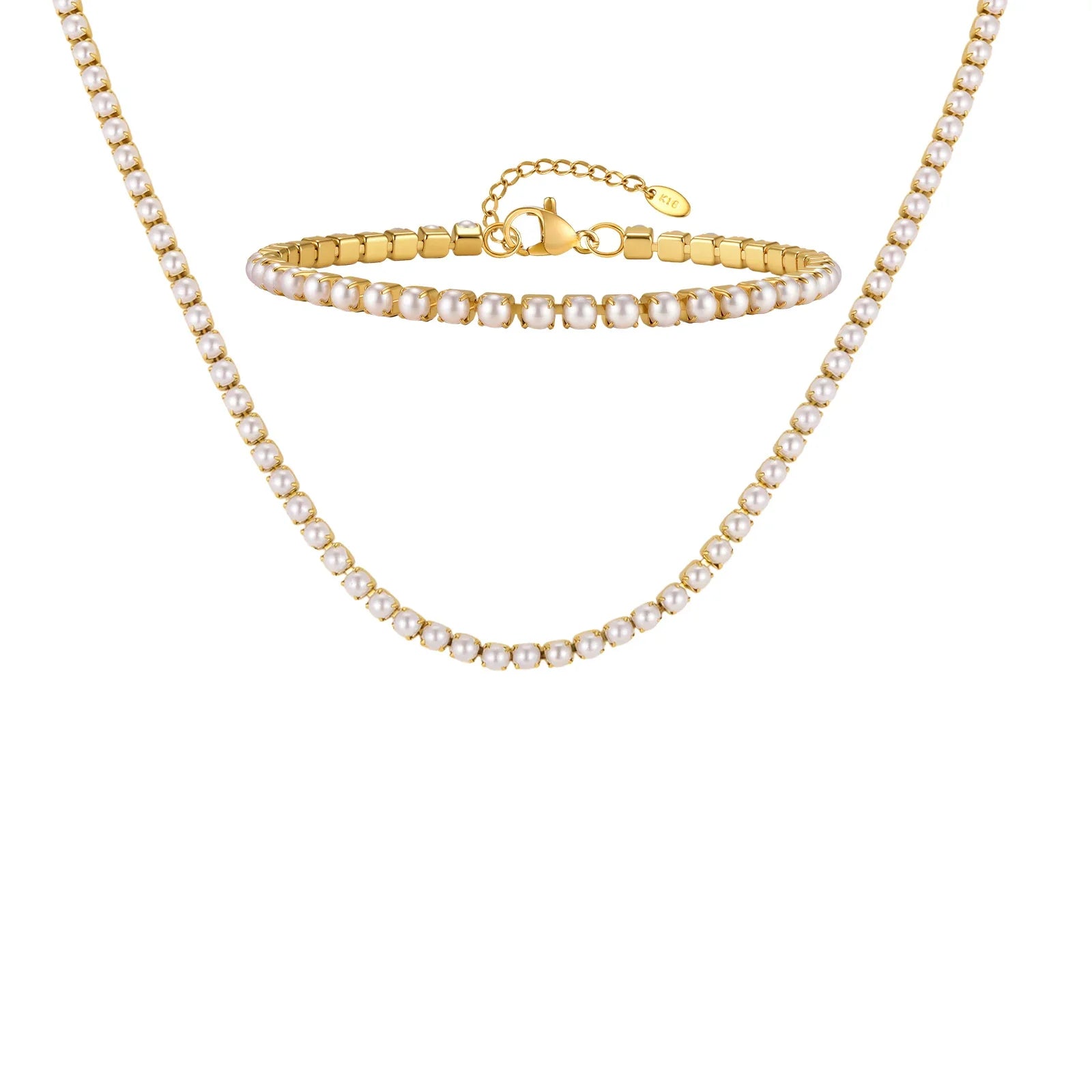 Conjunto de Joias Femininas Ouro 18K Pérolas