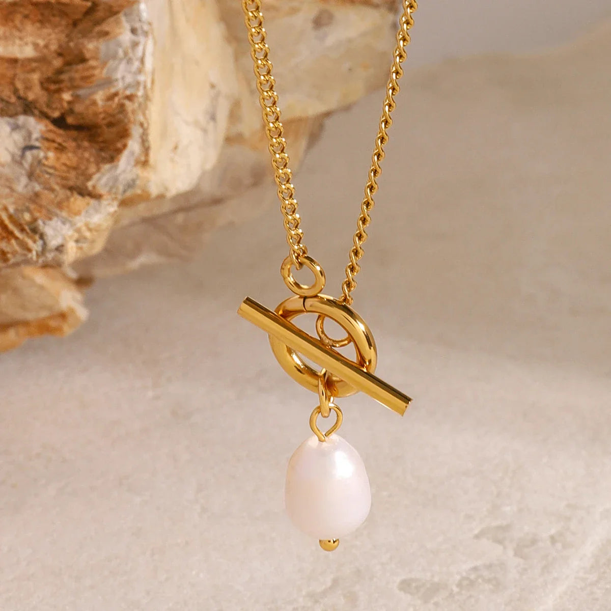 Youthway banhado a ouro aço inoxidável na moda minimalista pérola pingente colar para mulheres à prova dwaterproof água anti alérgico jóias