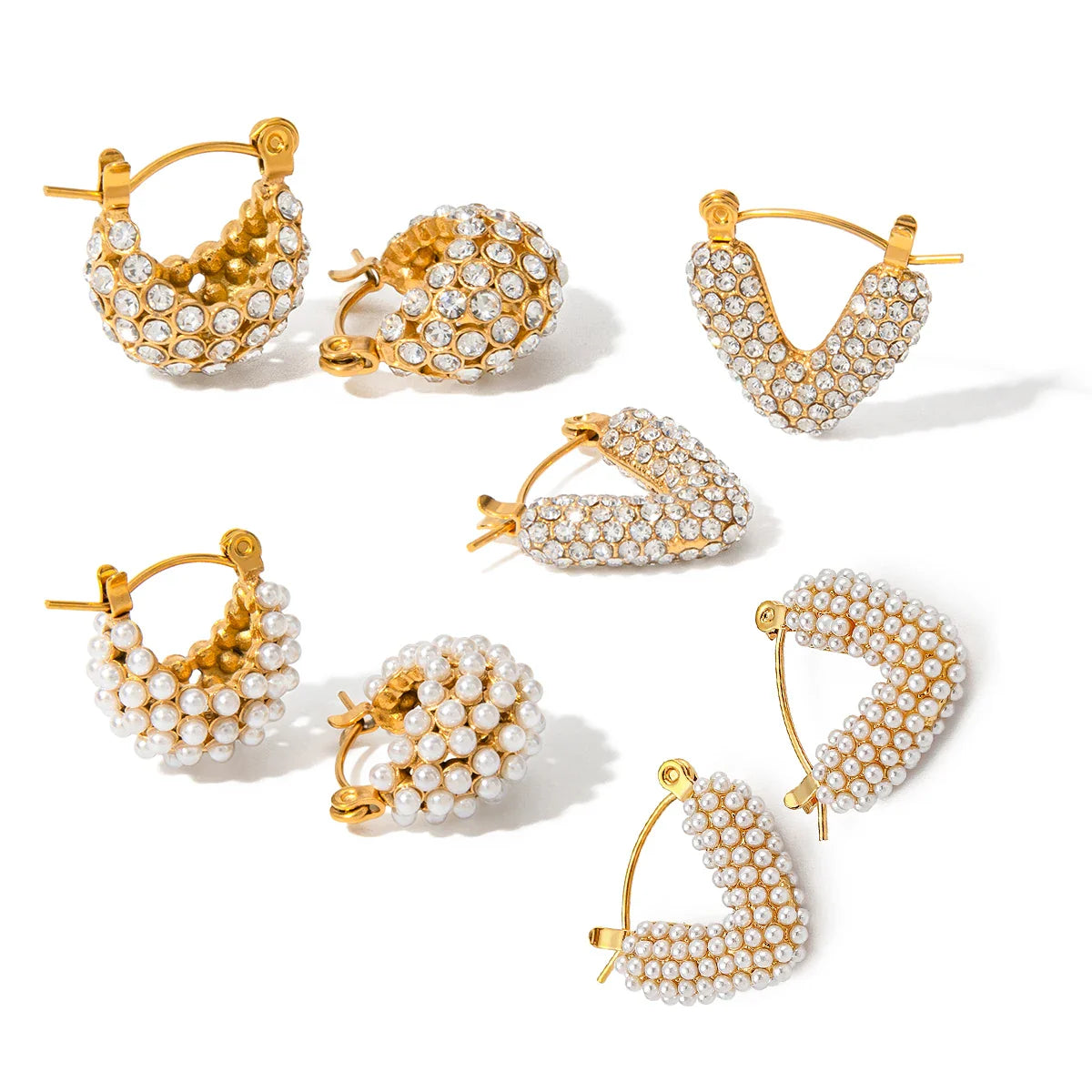 Youthway luxo zircônia cúbica pérolas brincos de argola de aço inoxidável elegante charme estilo coreano moda jóias presente feminino