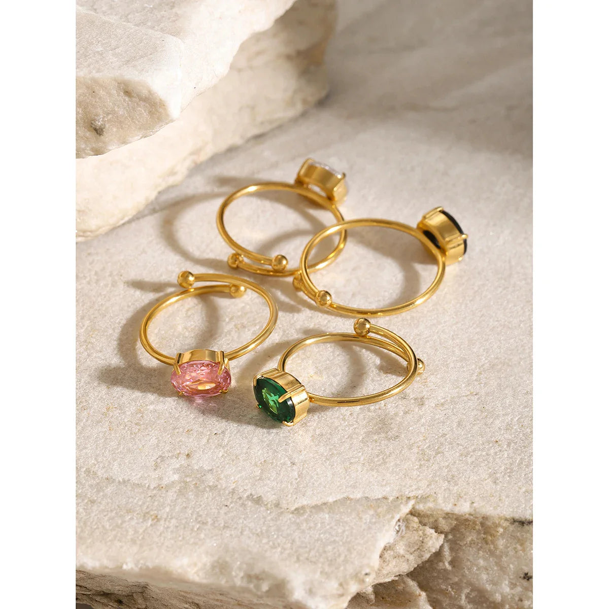 Youthway brilhante zircônia diamantes anel aberto de aço inoxidável 18k cor ouro único bling charme jóias presente 2024