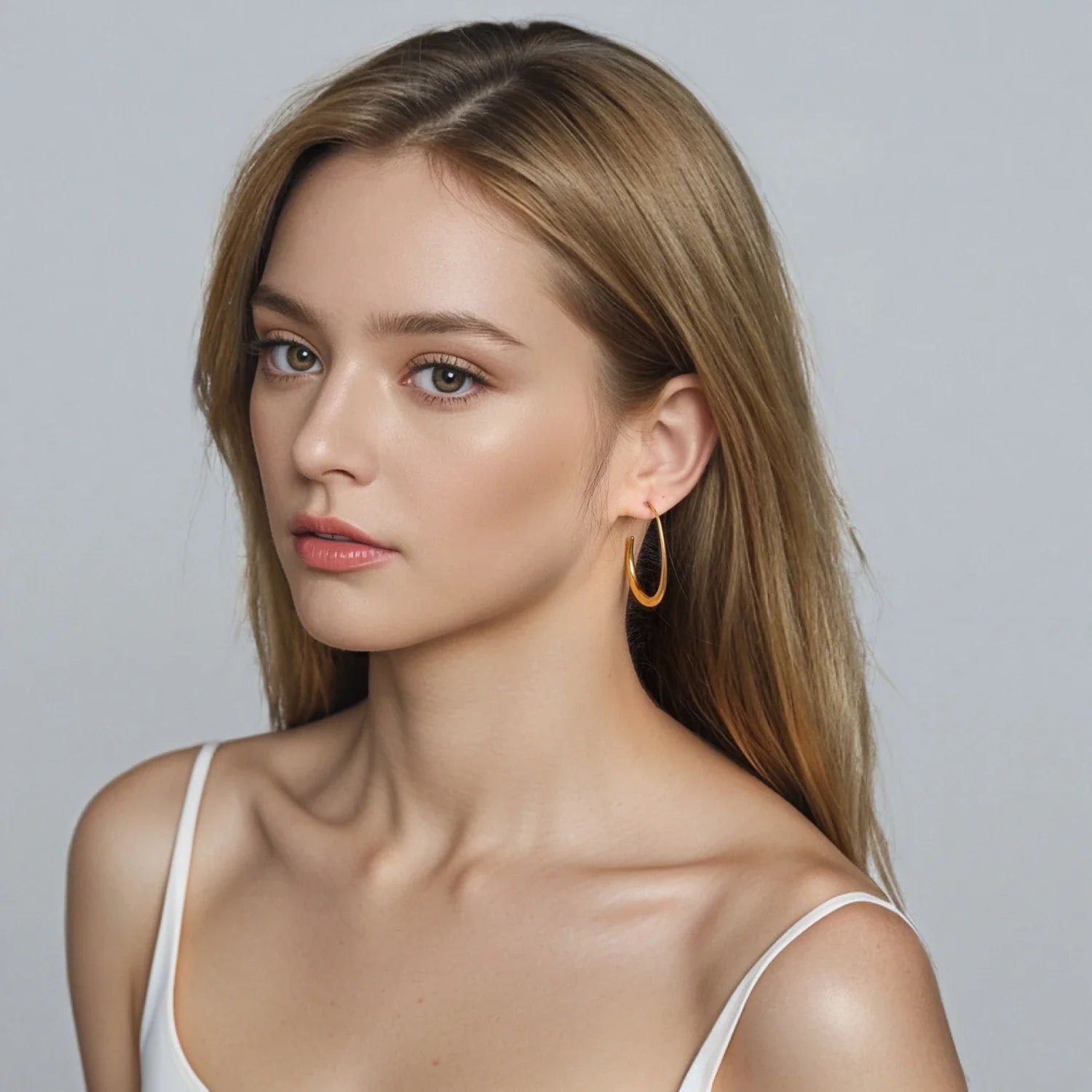 Brincos femininos clássicos circulares e argolas – 3 tamanhos, aço inoxidável banhado a ouro 14K leve, itens essenciais diários hipoalergênicos