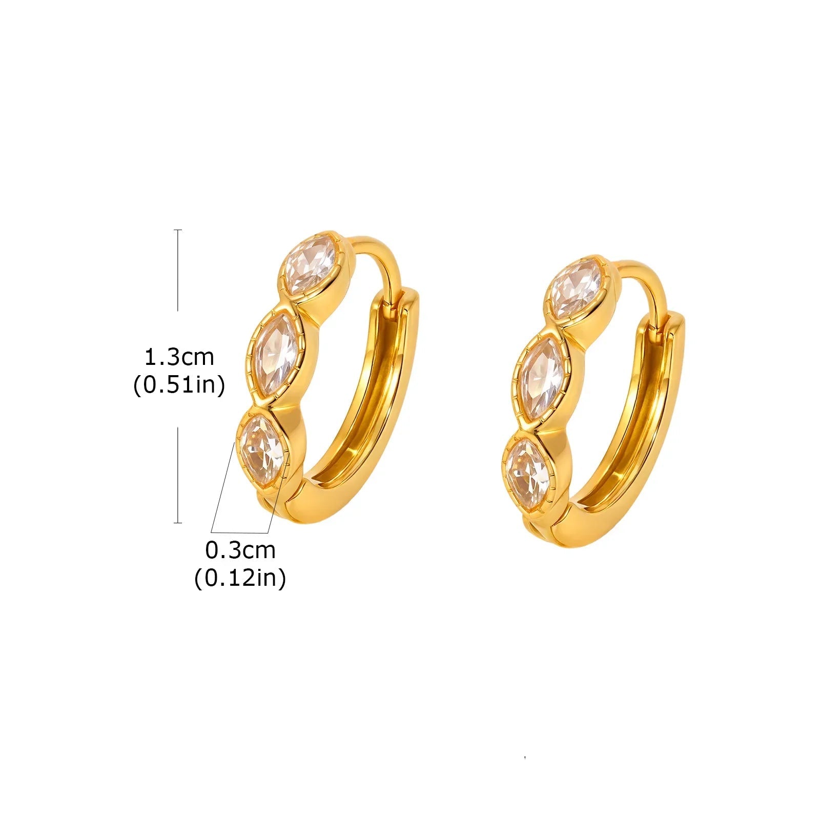 Brinco Argola Feminino Zircônia Dourada Elegante
