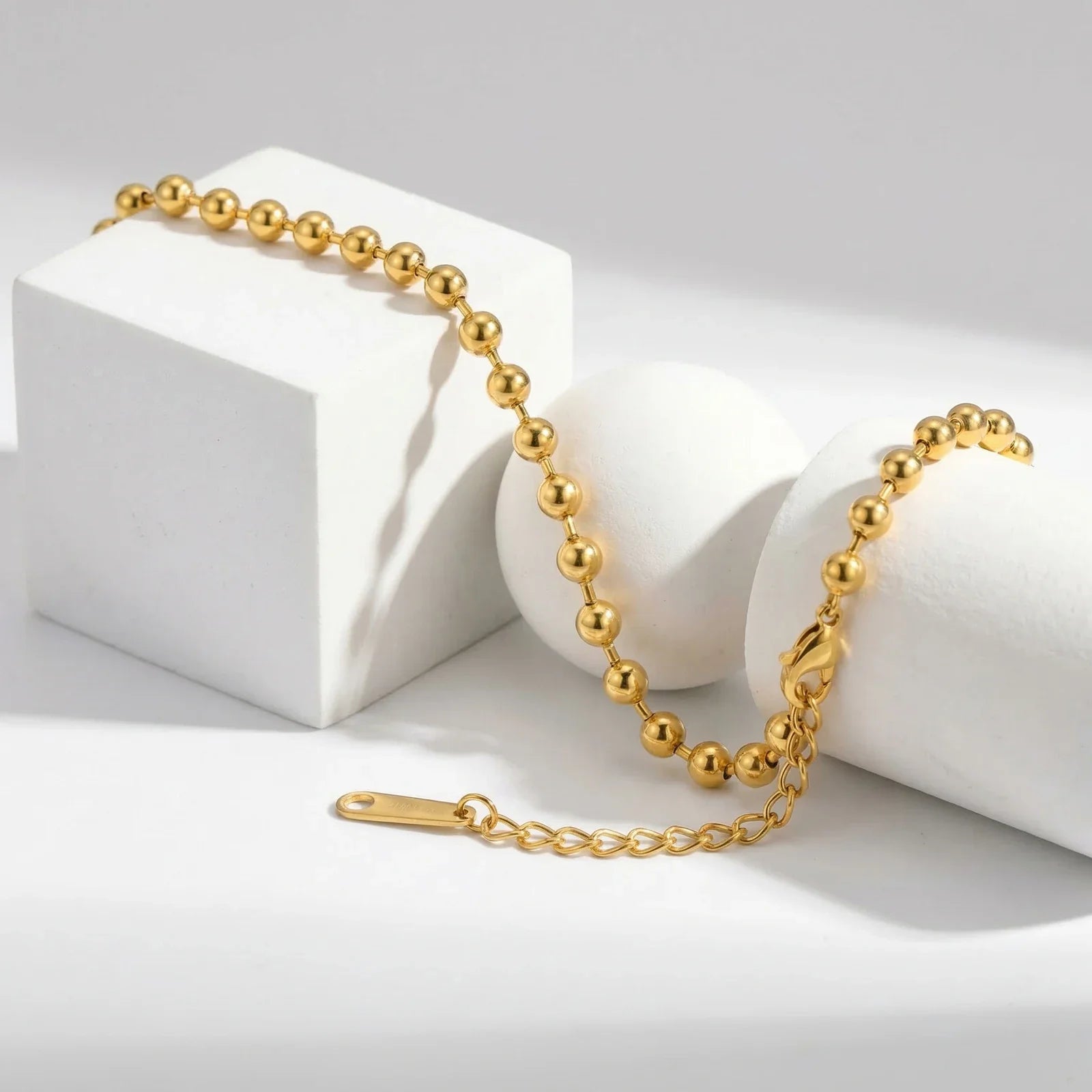 Pulseira de Pérolas Imitadas em Aço Inoxidável Vnox para Mulheres, Colares com Corrente de Pérolas Lisas Banhadas a Ouro, Joias à Prova d'Água