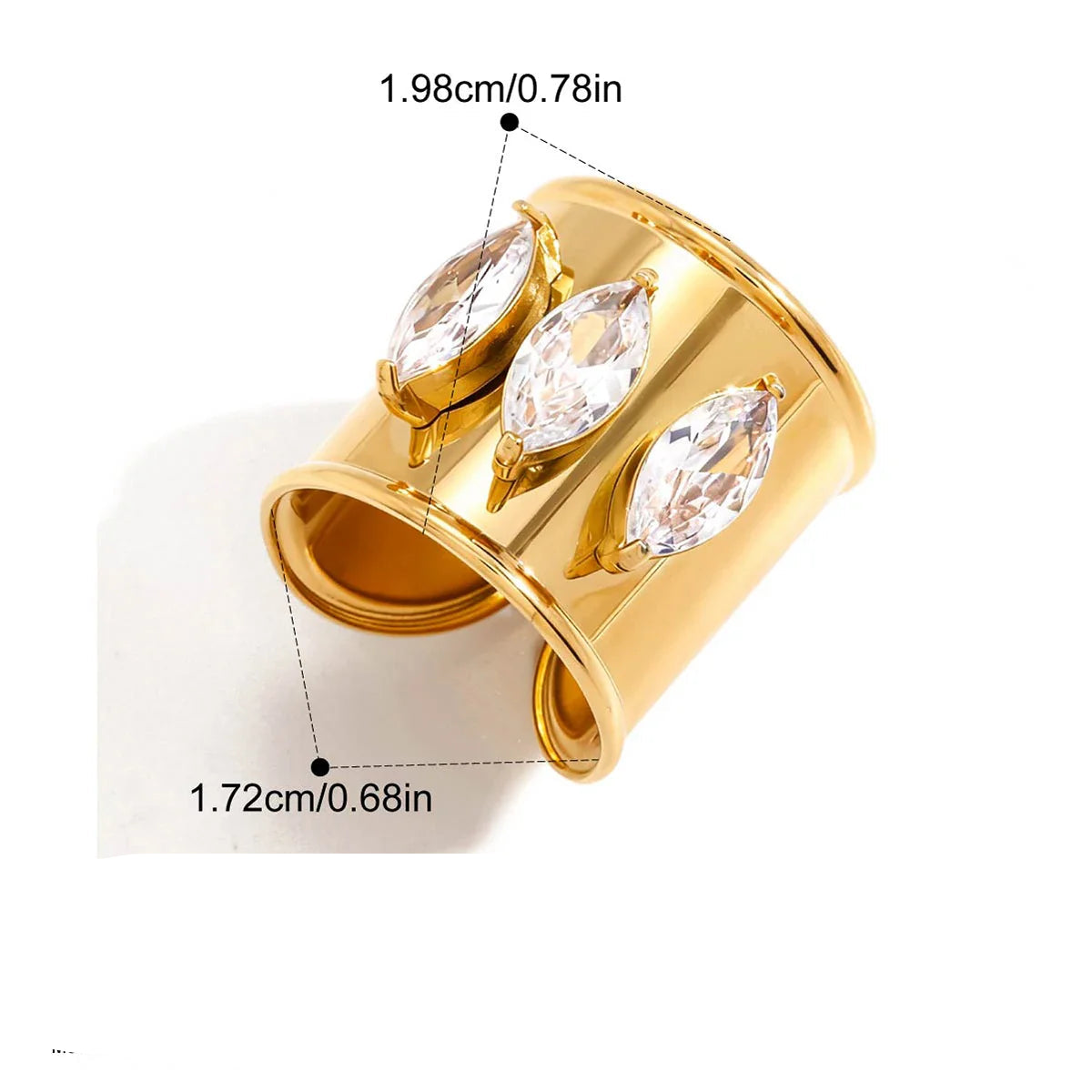 Anéis Geométricos de Zircônia Banhados a Ouro 18k