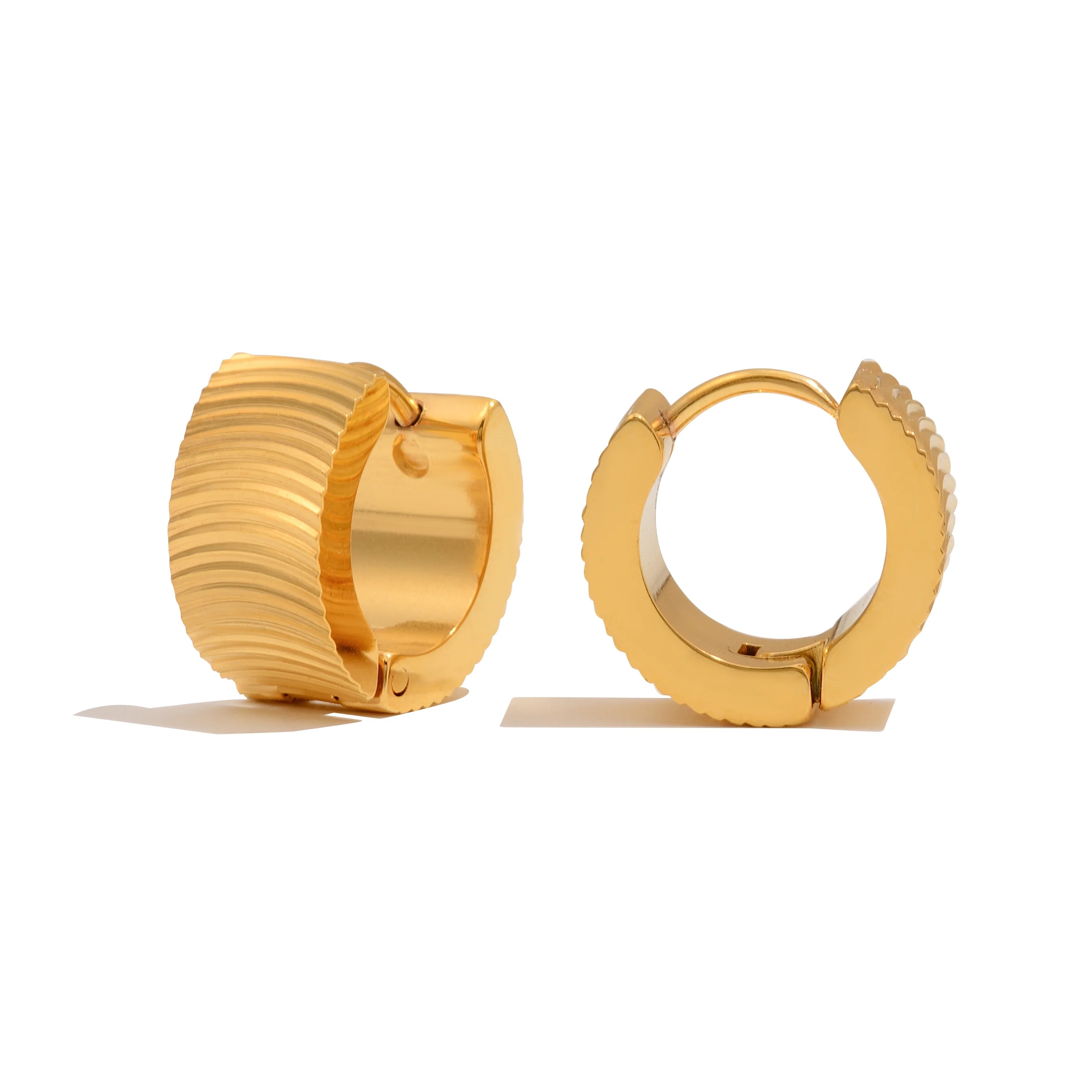 Brinco de Ouro 18k Feminino Clássico Listrado
