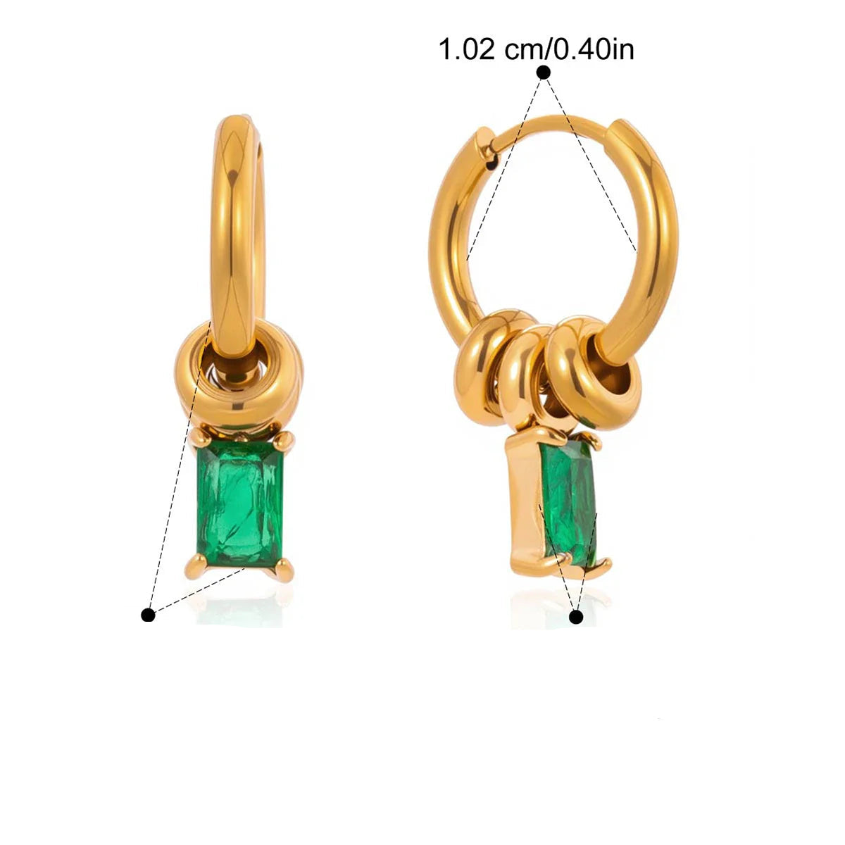 Brinco de Ouro 18k Feminino com Zircônia Verde