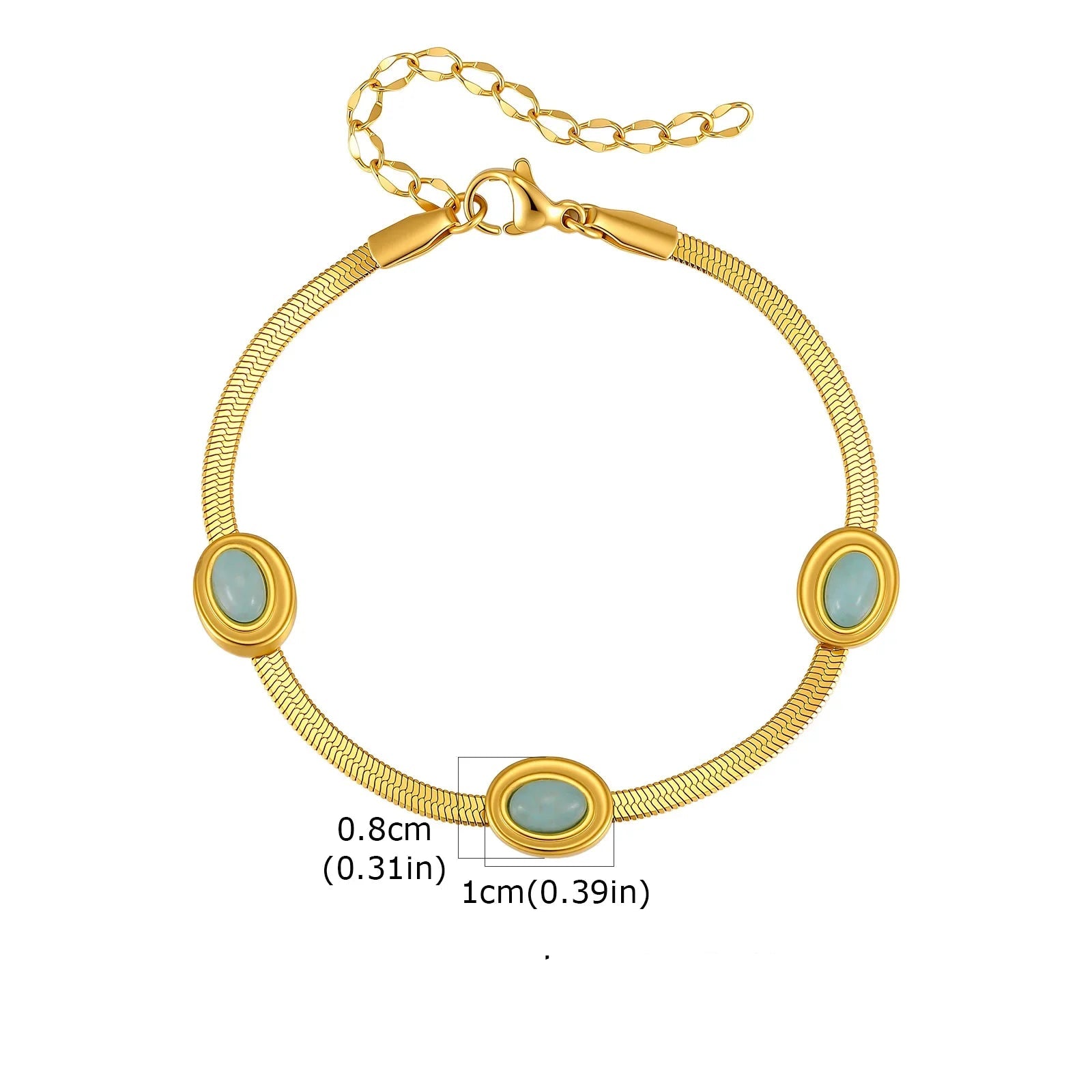 Conjunto de Semi Joias de Aço Inoxidável com Pedra Natural