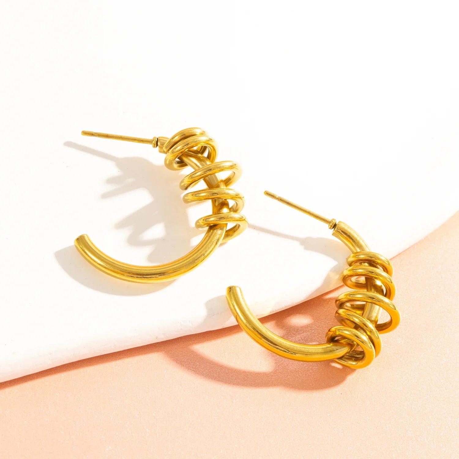 Brinco de Ouro 18k Feminino Espiral Elegante