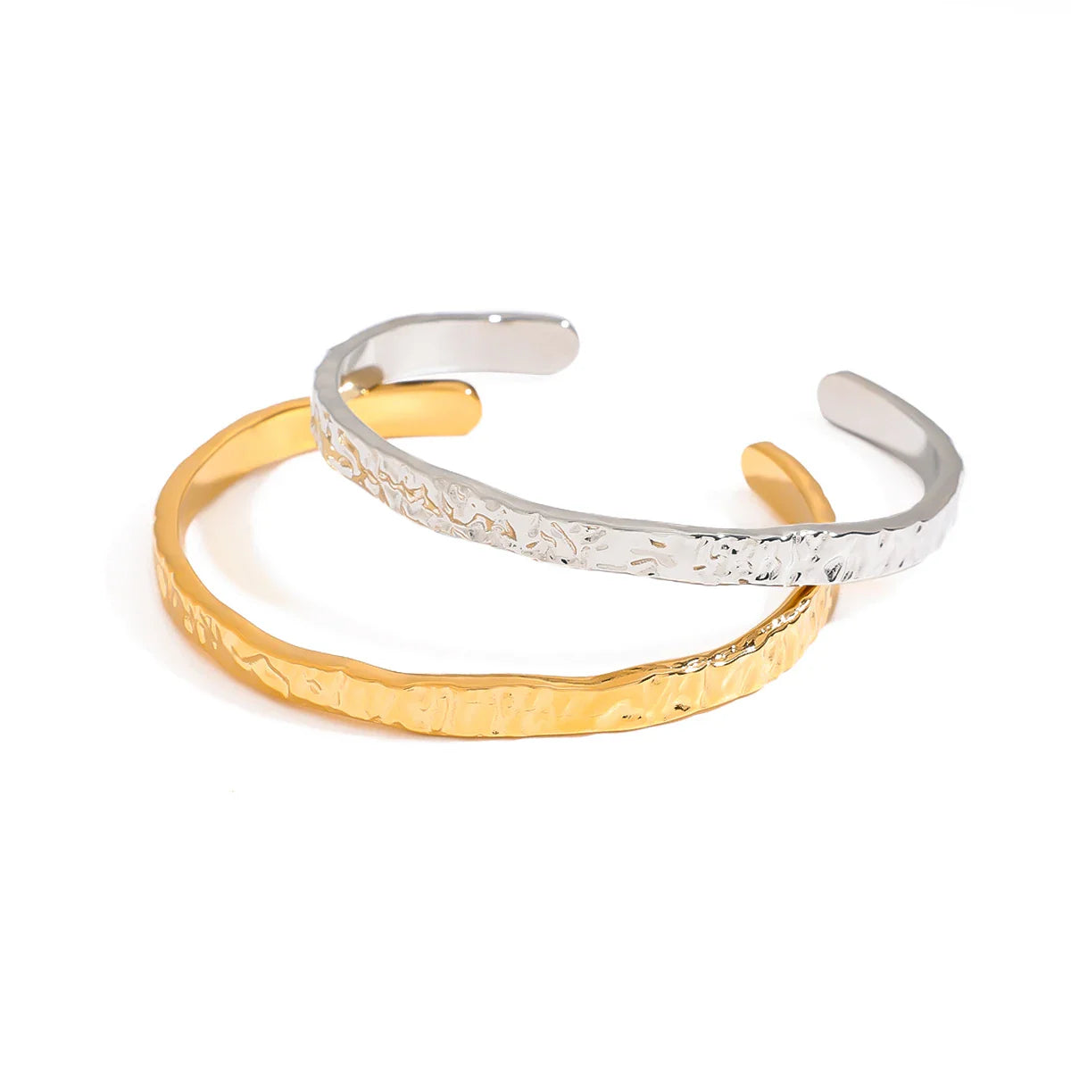 Youthway minimalista versátil aço inoxidável metal texturizado aberto pulseira para mulheres anti alérgico moda jóias diariamente