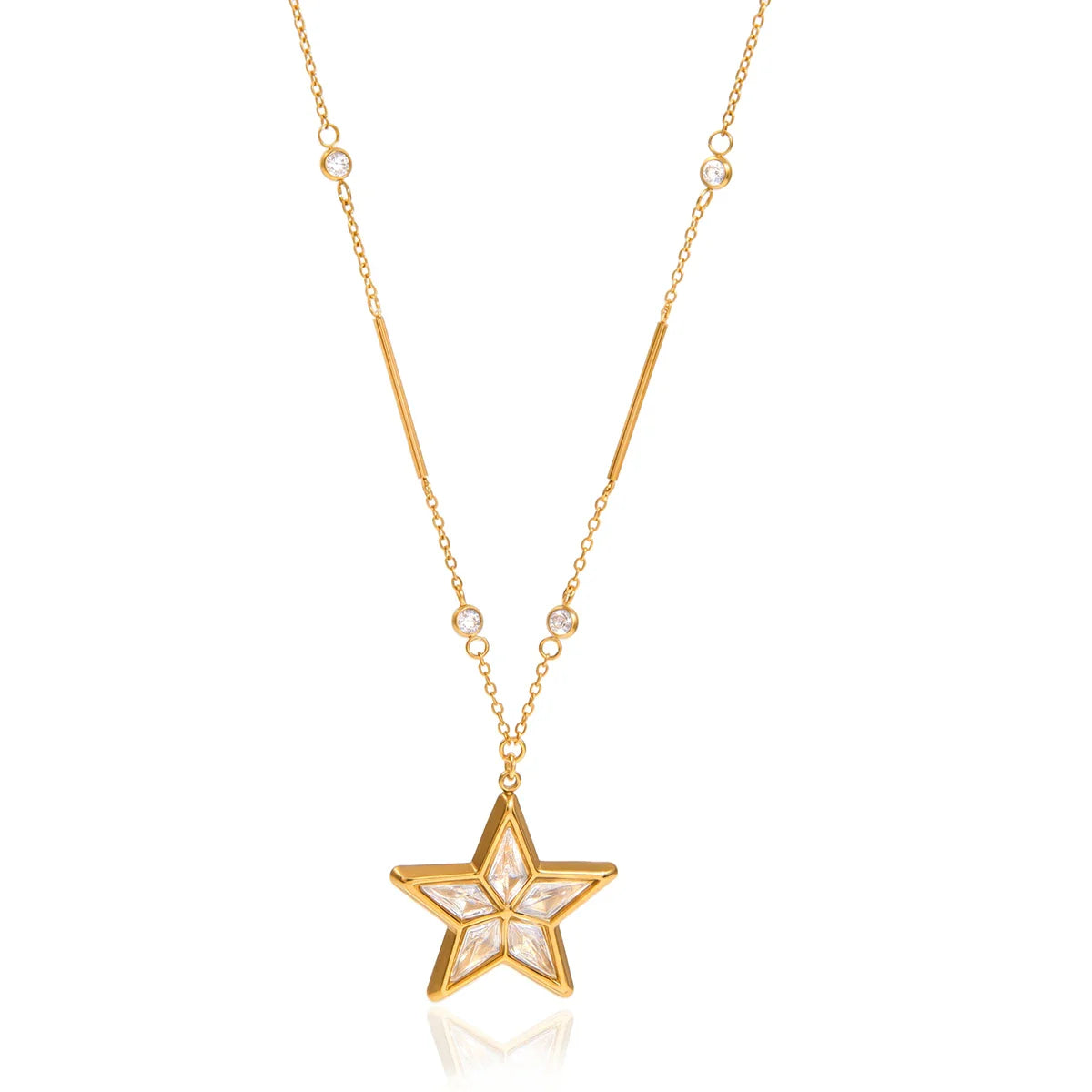 Youthway delicado zircão estrela pingente colar para mulher minimalista 18k ouro pvd banhado a aço inoxidável colar moda jóias