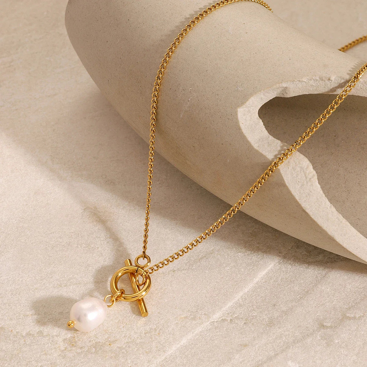 Youthway banhado a ouro aço inoxidável na moda minimalista pérola pingente colar para mulheres à prova dwaterproof água anti alérgico jóias