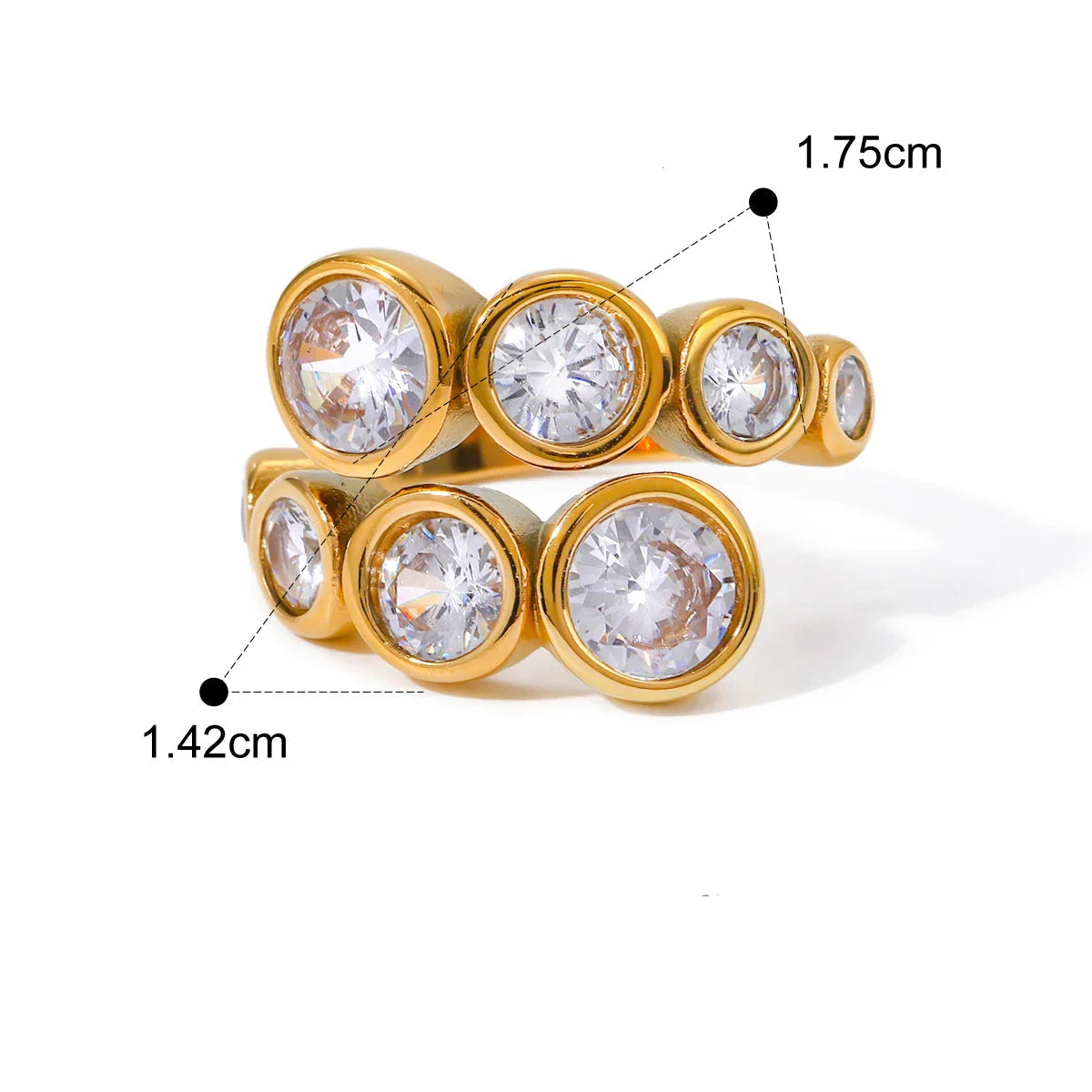Anéis Geométricos de Zircônia Banhados a Ouro 18k
