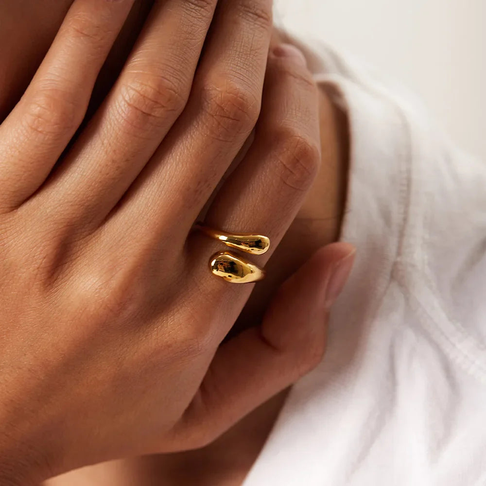 18k banhado a ouro 316l aço inoxidável chunky anéis para mulheres cruz ajustável aberto anéis jóias acessórios