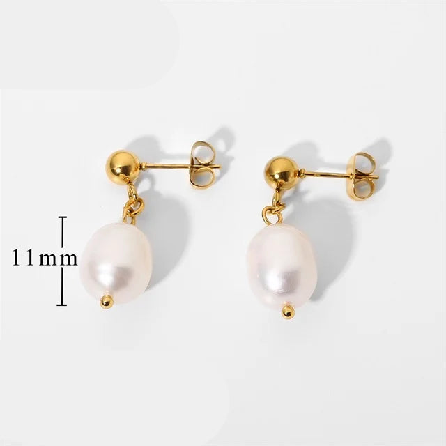 Brinco de Ouro Feminino Pérola Elegante