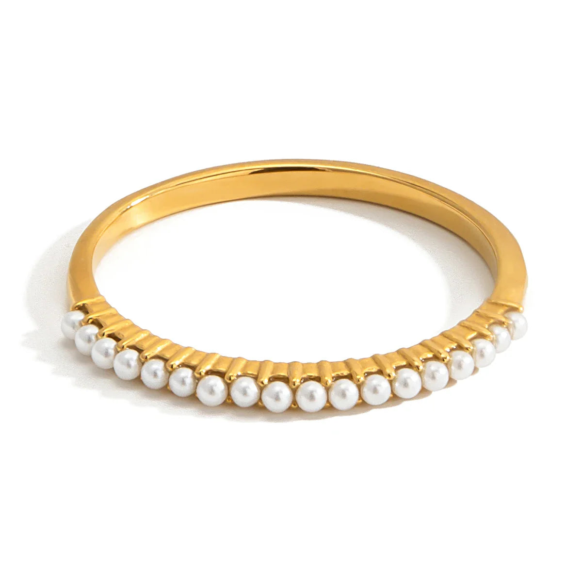 Youthway elegante imitação de pérola anéis para mulheres minimalista 18k banhado a ouro anéis de aço inoxidável simples moda jóias presente