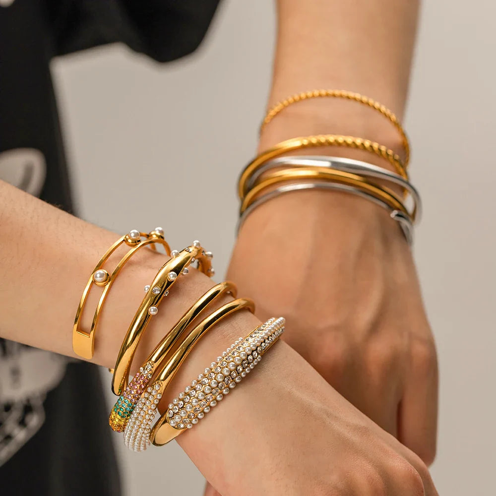 Youthway textura de metal na moda pulseira de aço inoxidável verão na moda unissex jóias para homens 2023
