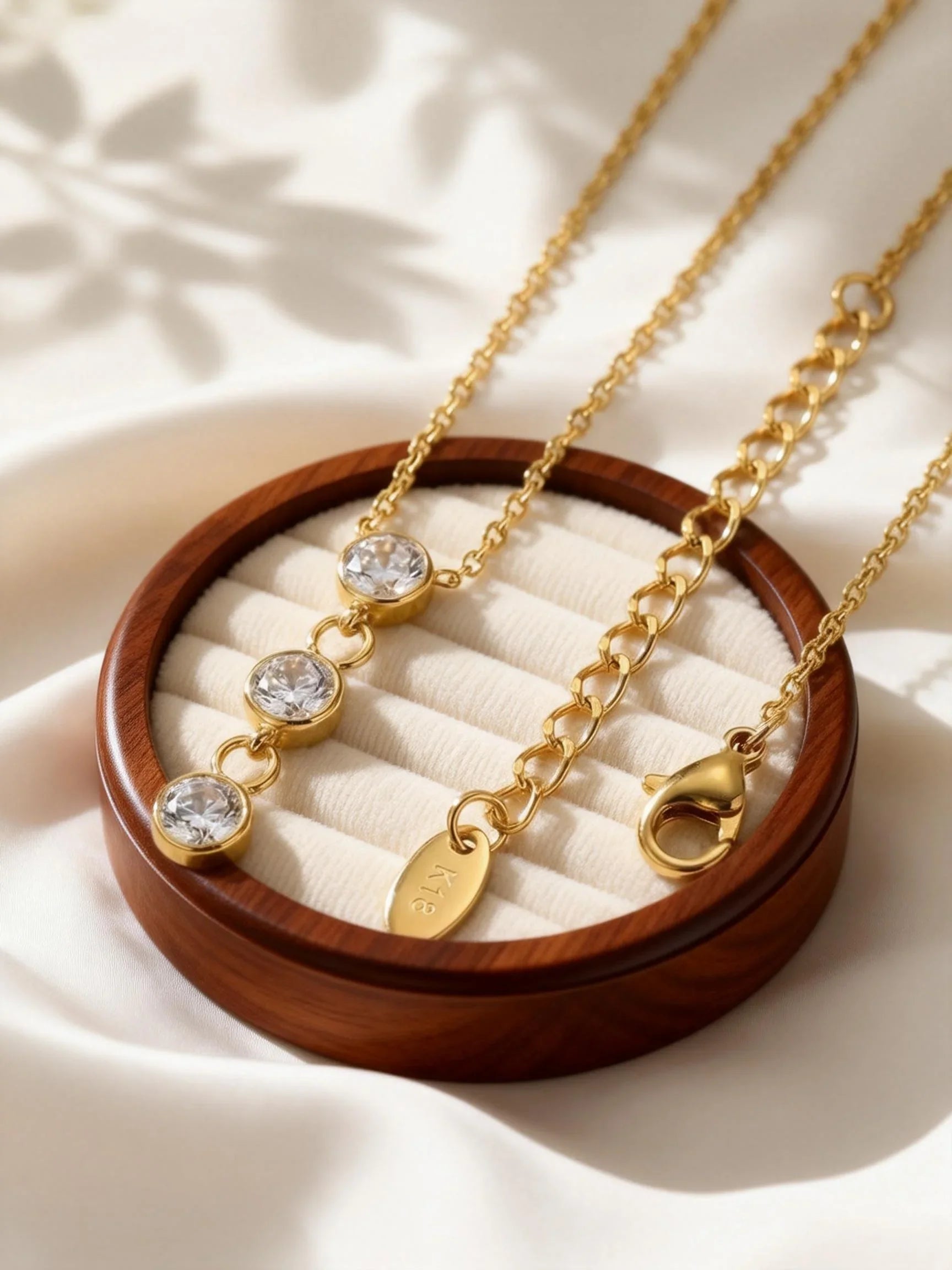 Colar de Pingente de Aço Inoxidável com Três Zircônias, Joias Femininas Brilhantes com Zircônia Cubica AAA, Presente para Festas e Uso Diário