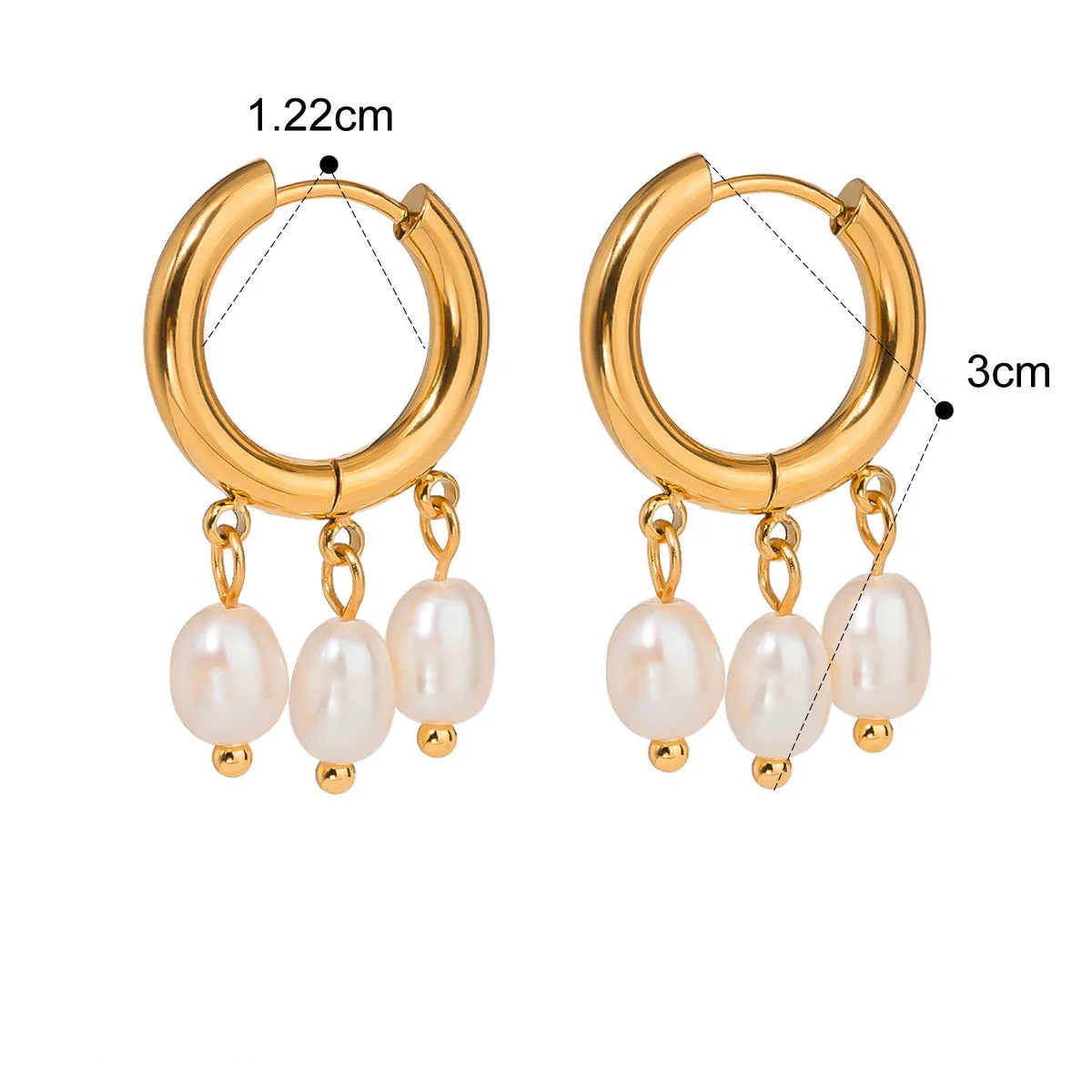 Brinco Argola Feminino Pérolas de Água Doce