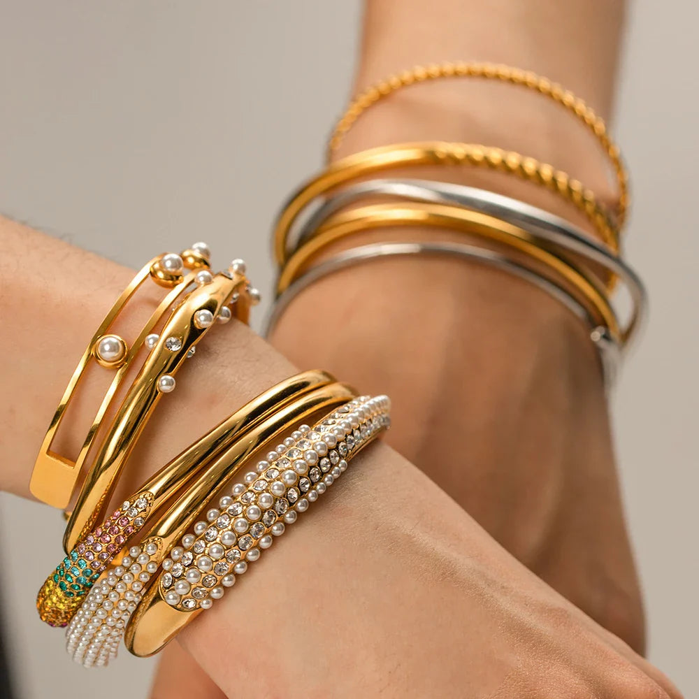Youthway textura de metal na moda pulseira de aço inoxidável verão na moda unissex jóias para homens 2023