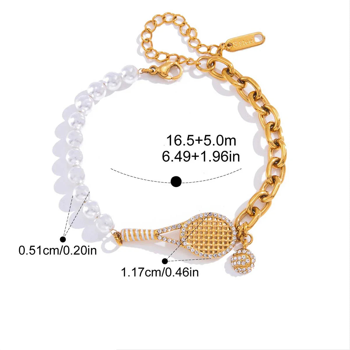 Pulseira de Ouro 18K com Pérolas e Zircônia