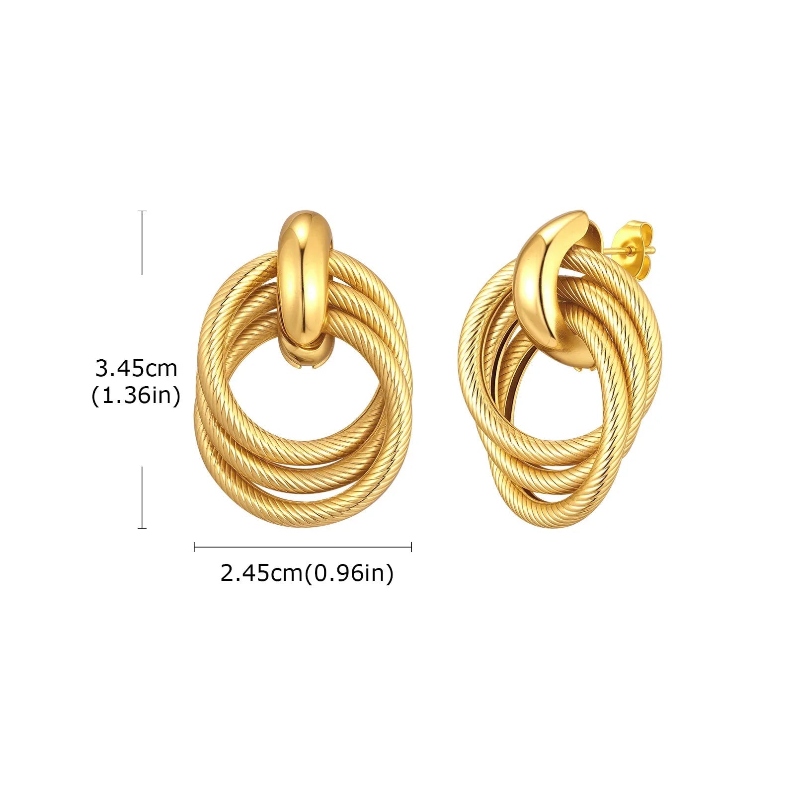 Brincos Grandes Dourados Elegância Moderna