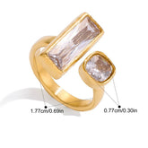 Anéis Geométricos de Zircônia Banhados a Ouro 18k