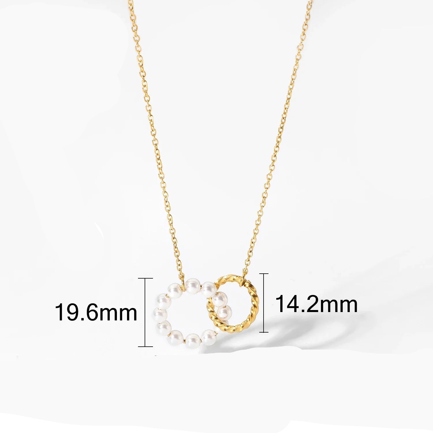 Colar Feminino Aço Inoxidável Pérola Dupla