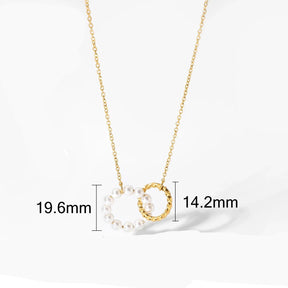 Colar Feminino Aço Inoxidável Pérola Dupla