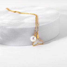 Tarnish Free Shell Mermaid Tail Pearl Colar Pingente para Mulheres e Meninas, Gargantilha de Aço Inoxidável, Presentes Jóias