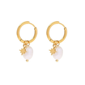 Youthway moda natural de água doce pérola estrela brincos de aço inoxidável à prova dwaterproof água jóias presente festa frete grátis