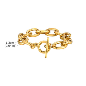 Pulseira de Aço Inoxidável com Fecho T Elegante