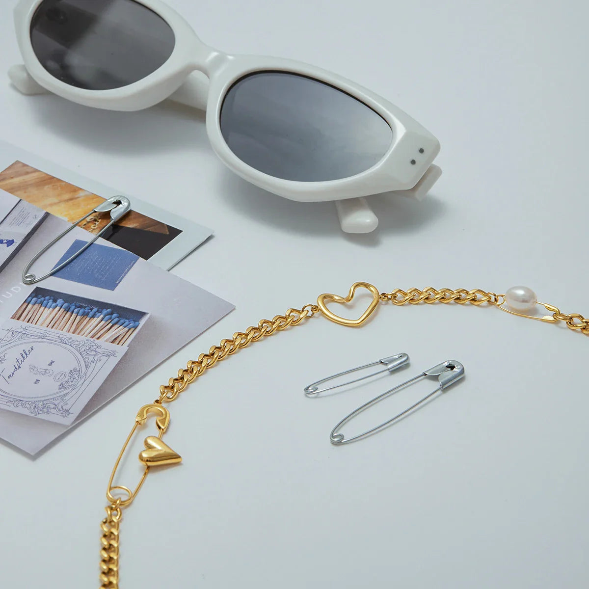 Youthway 18k banhado a ouro pérola coração clipe de papel fecho pingente colar à prova dwaterproof água aço inoxidável elegante feminino jóias para presente