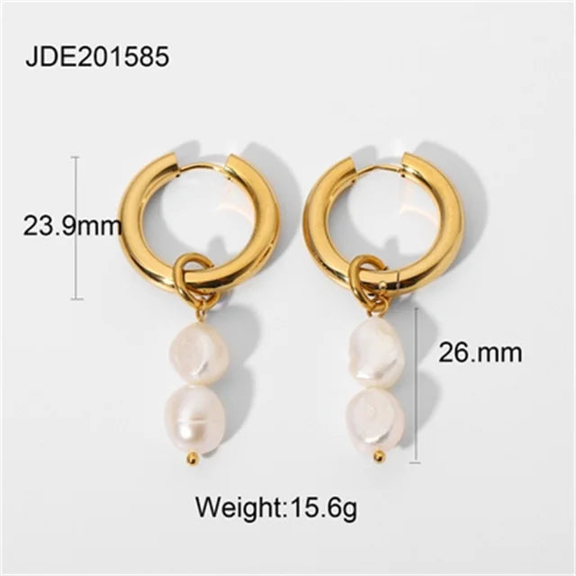 Brinco de Ouro Feminino Pérola Elegante