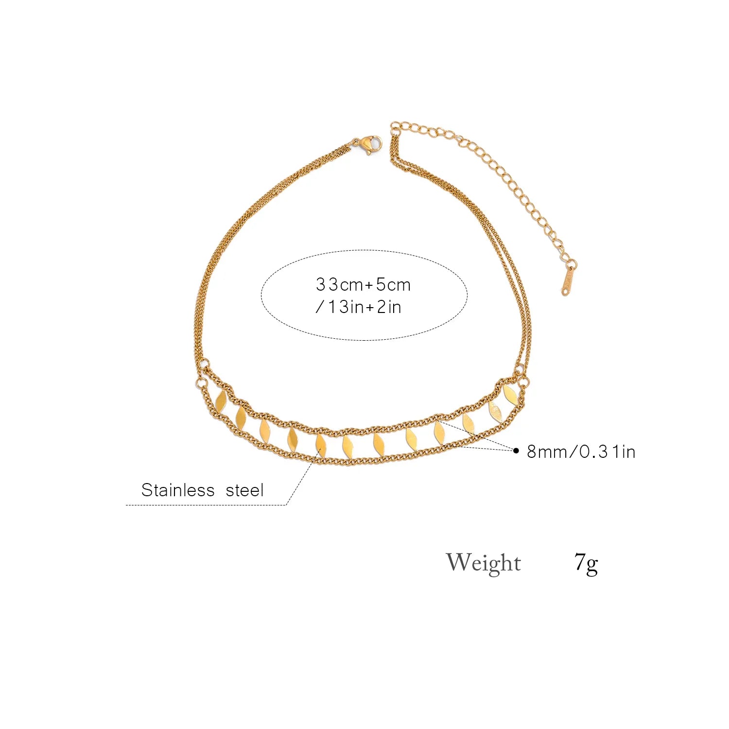 Colar Choker de Diamantes em Aço Inoxidável Banhado a Ouro 18K Hipoalergênico, Corrente Sexy para Festas, Joia Feminina