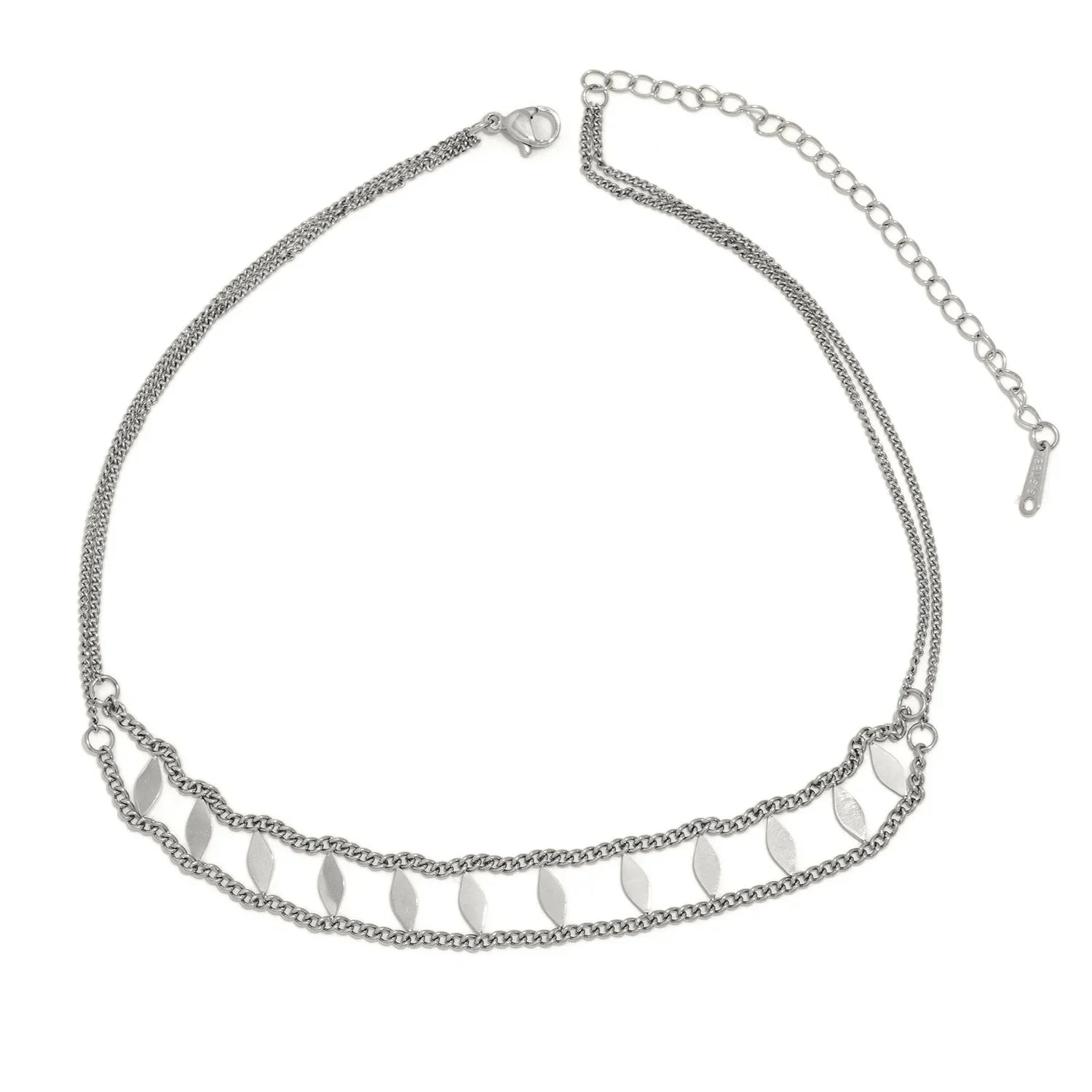 Colar Choker de Diamantes em Aço Banhado Ouro 18K
