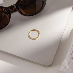 Youthway elegante imitação de pérola anéis para mulheres minimalista 18k banhado a ouro anéis de aço inoxidável simples moda jóias presente