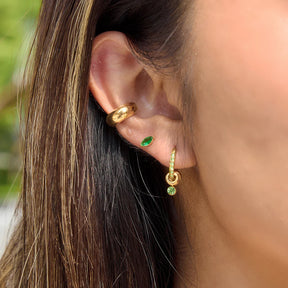 Youthway Brincos delicados com clipe de cristal branco e verde para mulheres, brincos de aço inoxidável banhados a ouro 18K, joias da moda, presente
