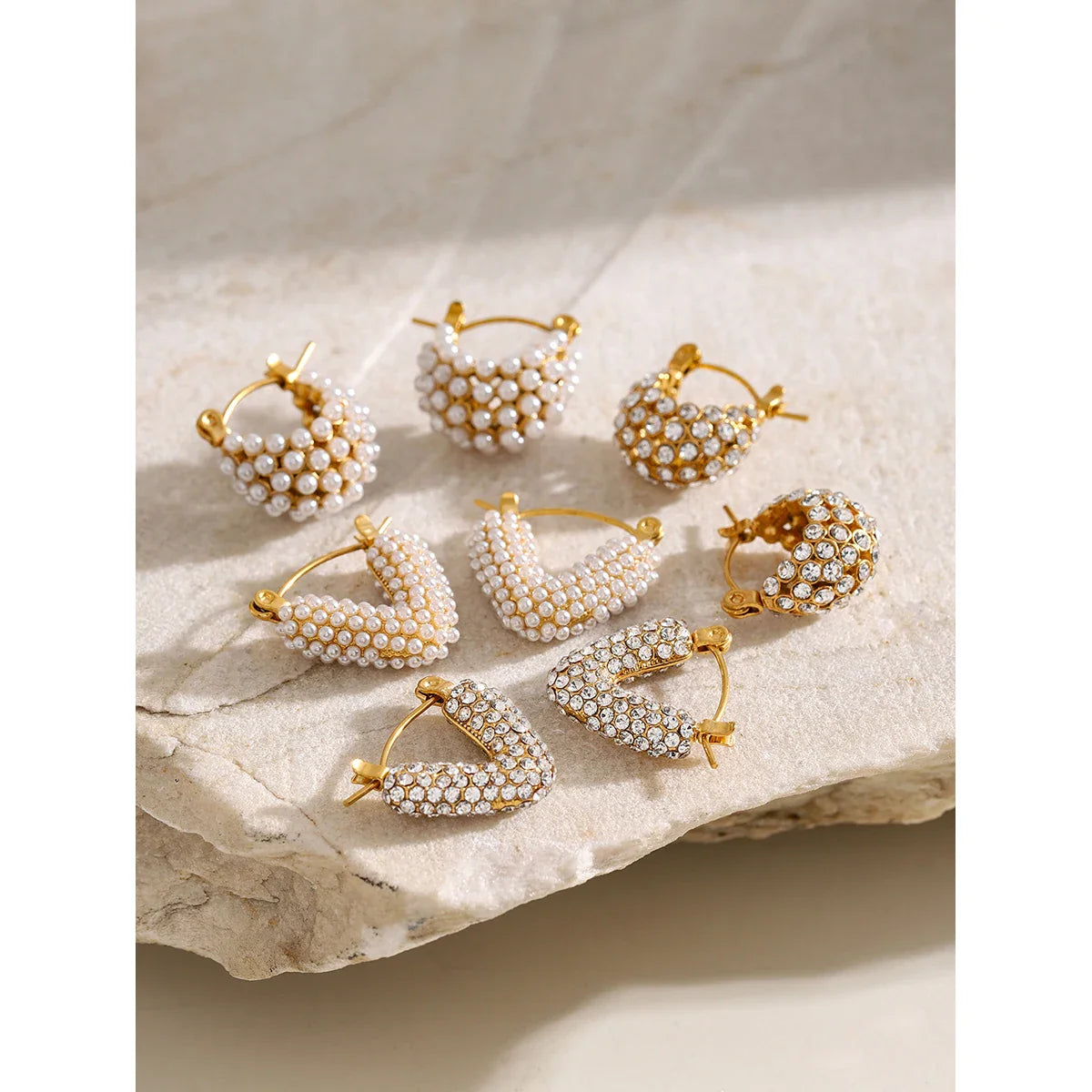 Youthway luxo zircônia cúbica pérolas brincos de argola de aço inoxidável elegante charme estilo coreano moda jóias presente feminino