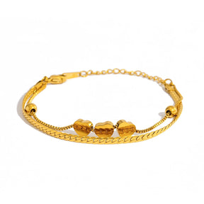 Colar Dourado de Corações em Camadas