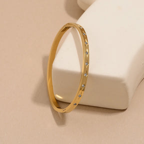 Pulseira Feminina de Aço Inoxidável com Zircônias