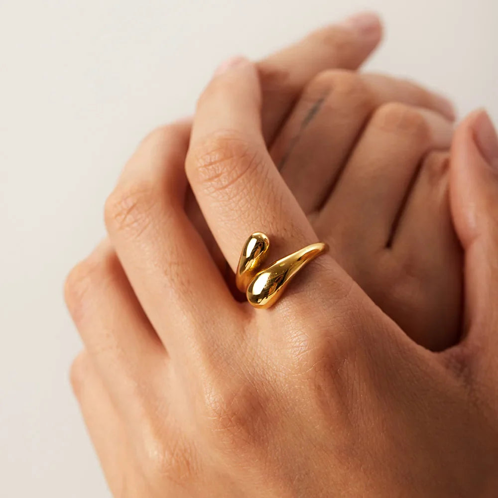 18k banhado a ouro 316l aço inoxidável chunky anéis para mulheres cruz ajustável aberto anéis jóias acessórios