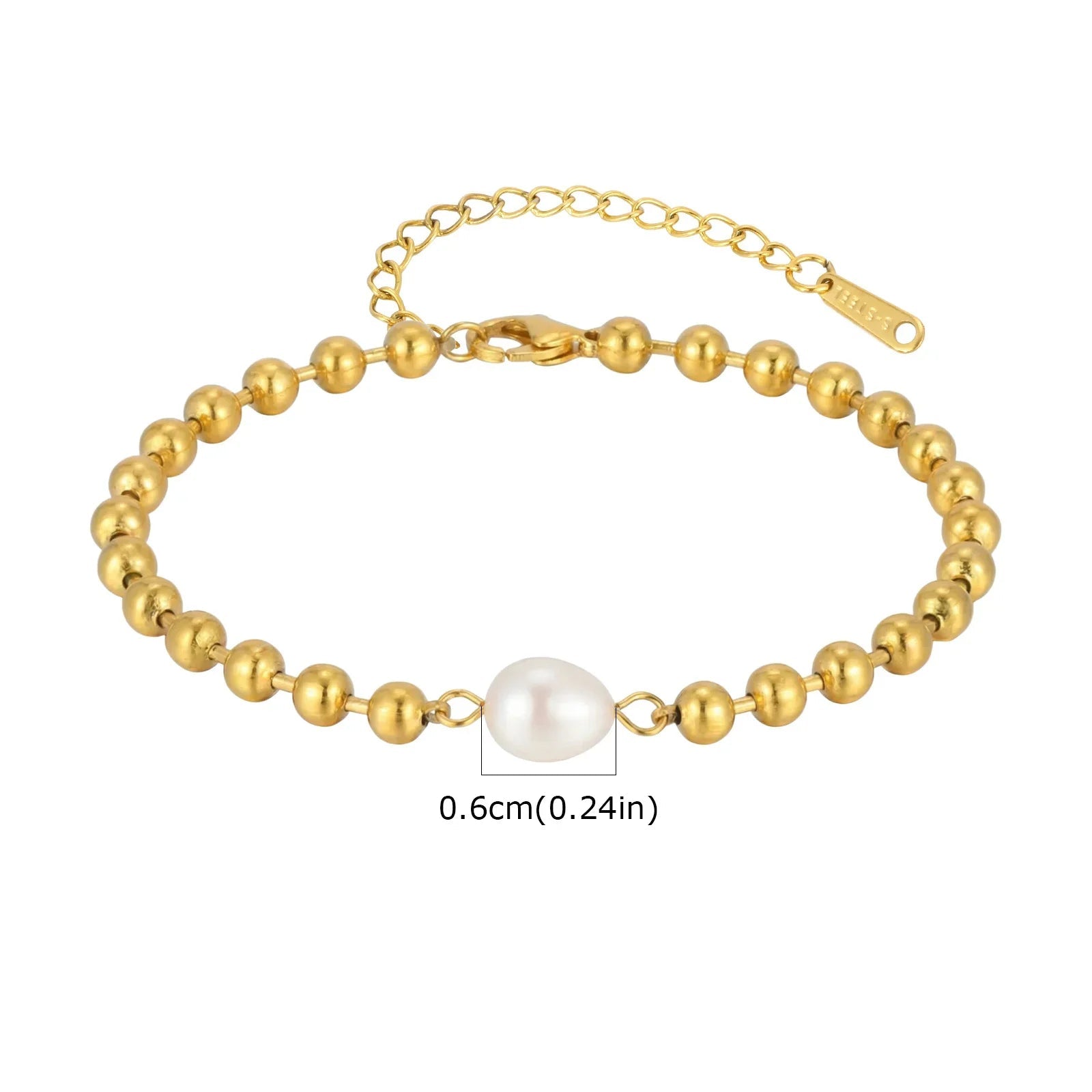 Pulseira de Pérolas Banhada a Ouro Vnox