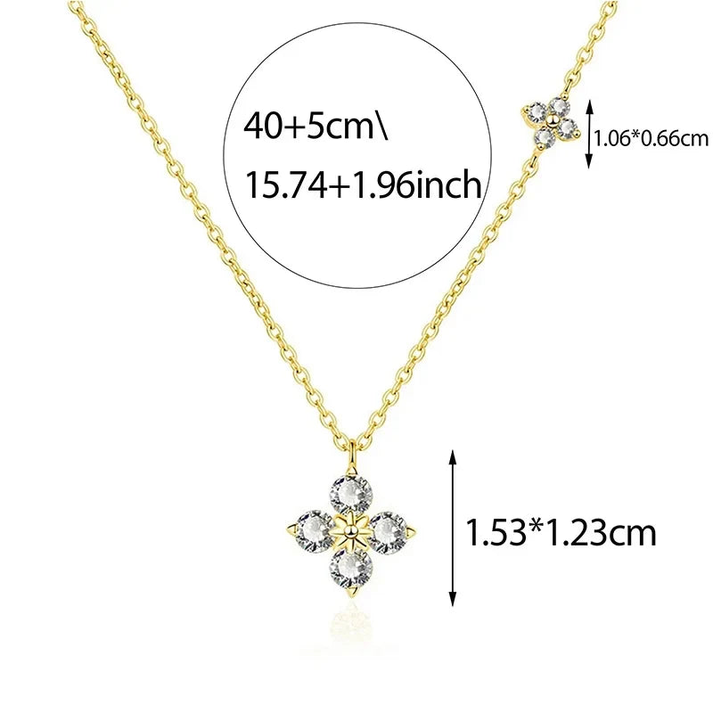 925 prata esterlina delicado sorte cz folha colar para mulher 14k banhado a ouro flores elegante pingente colar jóias de casamento