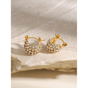 Youthway luxo zircônia cúbica pérolas brincos de argola de aço inoxidável elegante charme estilo coreano moda jóias presente feminino